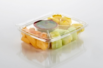 T21875 24 oz. 4 Compartment Rectangle Tamper Evident Container
