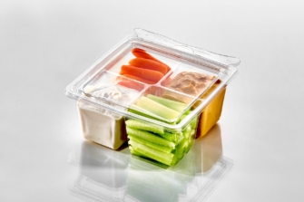 T24159 Square Cube 4 Compartment Snack Pack