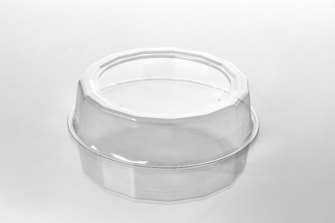 T148-1 9'' Round Clear Lid, 2'' Deep Polygon