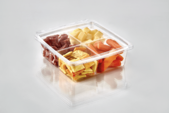 T28025 Shallow 4 Compartment Square Cube Snack Pack